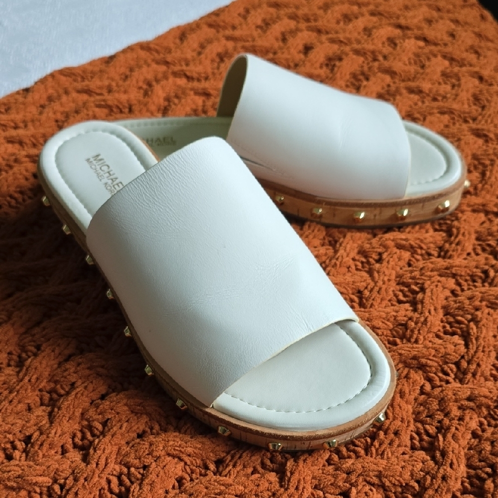 Michael Kors White Slide Sandals